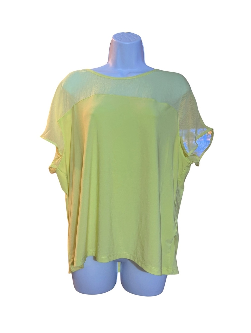 DKNY Light Yellow Sheer Panel Blouse